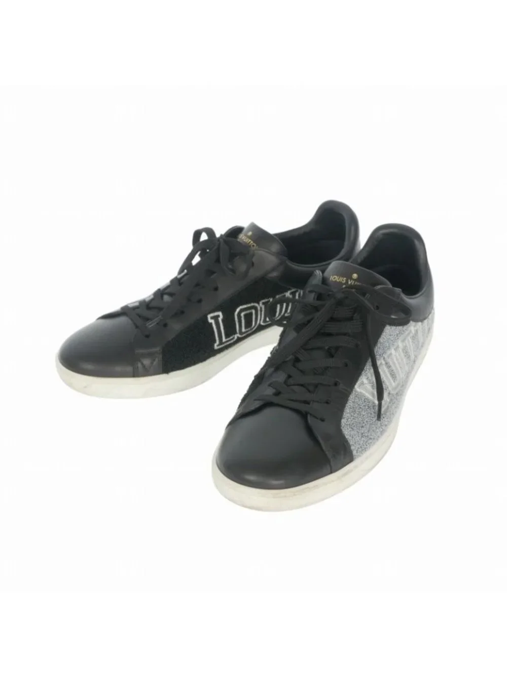 Louis Vuitton Luxembourg Line Leather Pile Sneakers 7 Black Gray